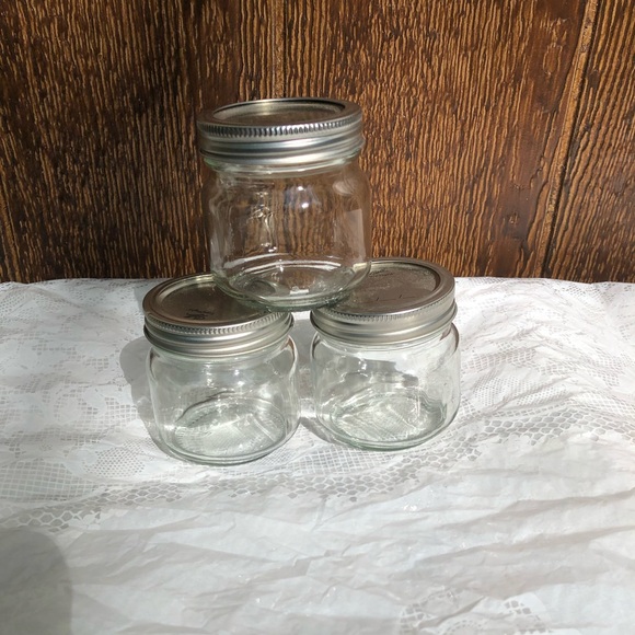 3 8oz Mason Jars Canning Jars Wide Mouth Lids - Picture 1 of 2